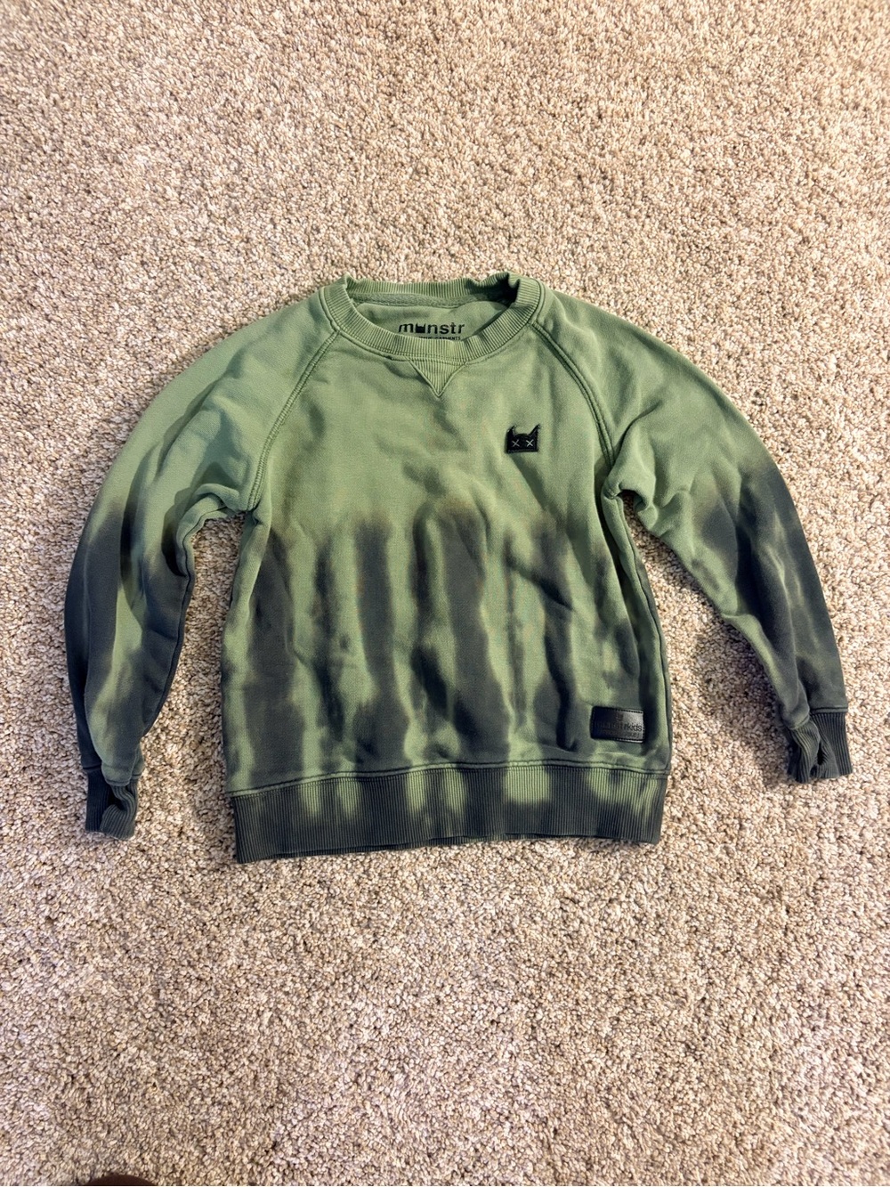 Munster Olive Green Tie-Dye Crewneck Sweatshirt